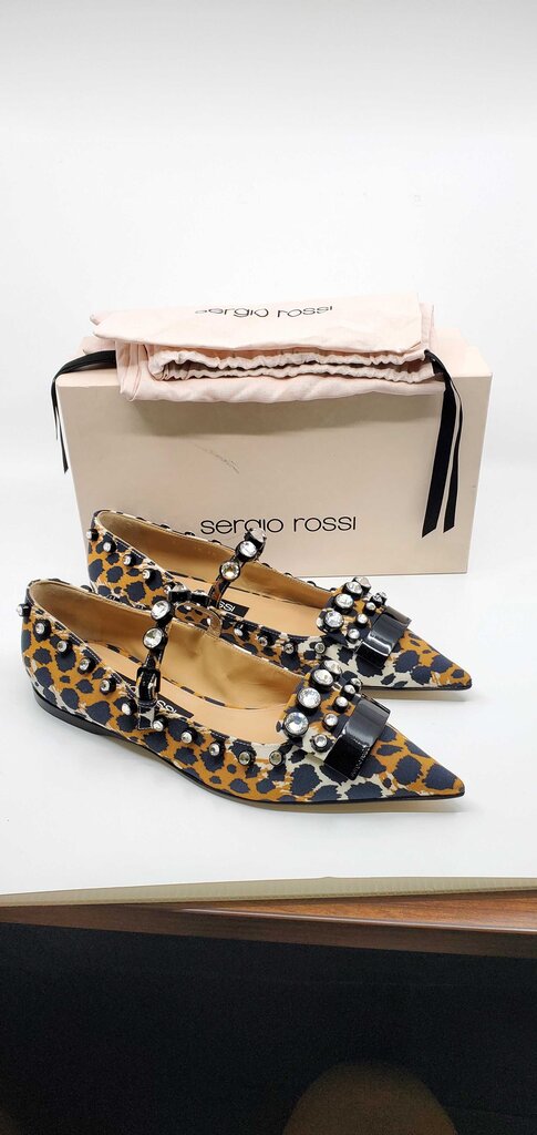 Sergio Rossi sr1 leopard print embellished flats