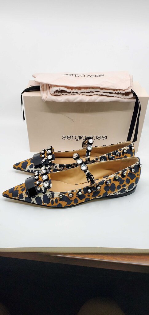 Sergio Rossi sr1 leopard print embellished flats