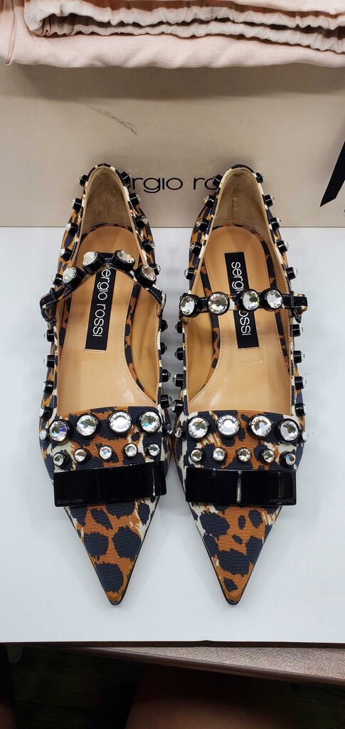 Sergio Rossi sr1 leopard print embellished flats