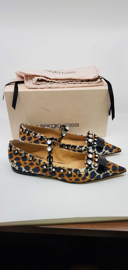Sergio Rossi sr1 leopard print embellished flats