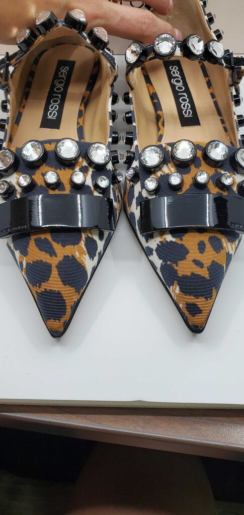 Sergio Rossi sr1 leopard print embellished flats