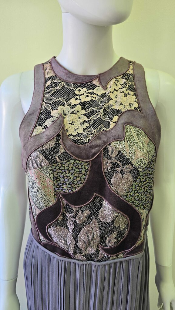 Lanvin sleeveless maxi dress with embroidered lace details
