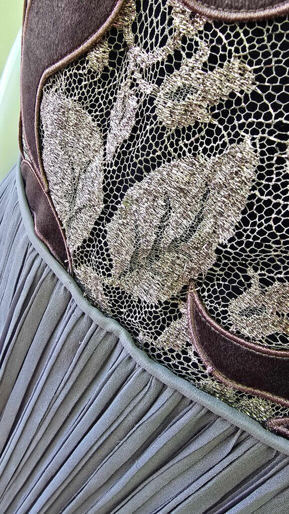 Lanvin sleeveless maxi dress with embroidered lace details