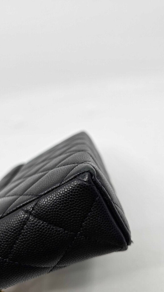 Chanel top handle long vanity case caviar