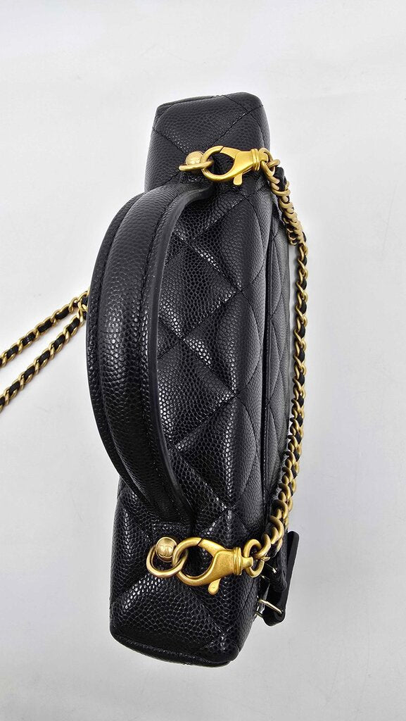 Chanel top handle long vanity case caviar