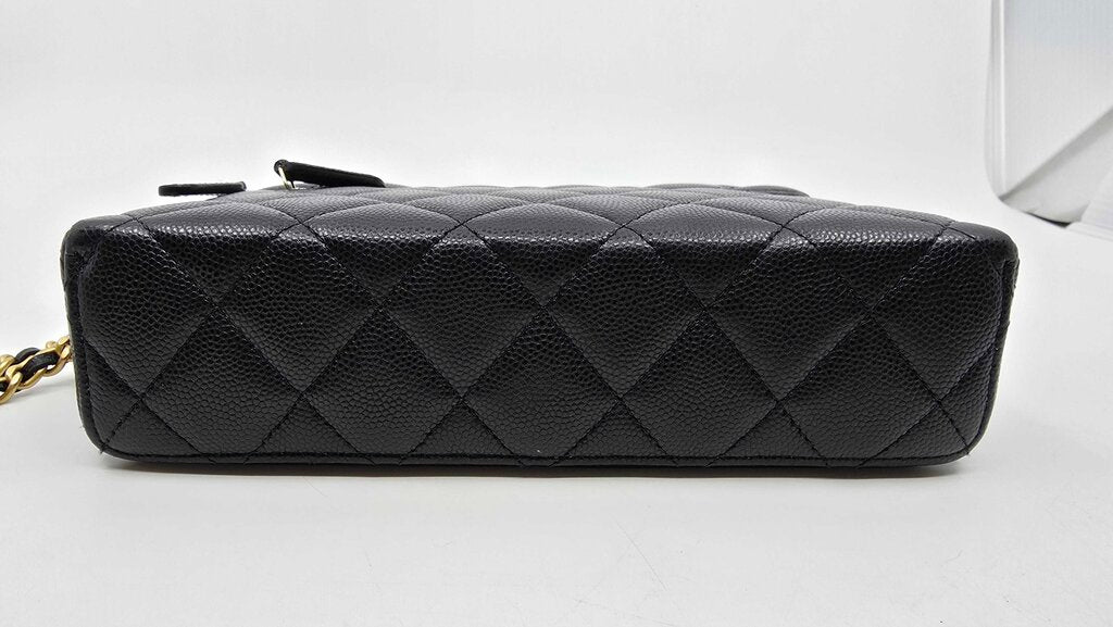 Chanel top handle long vanity case caviar