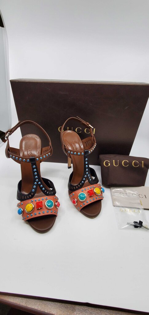 Gucci Lifford Cameo Pink brown high heel sandals
