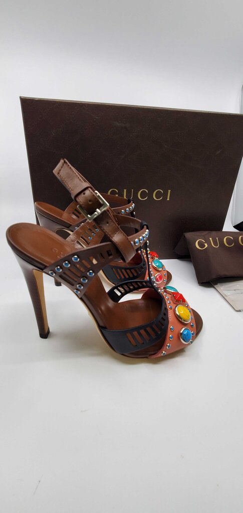 Gucci Lifford Cameo Pink brown high heel sandals