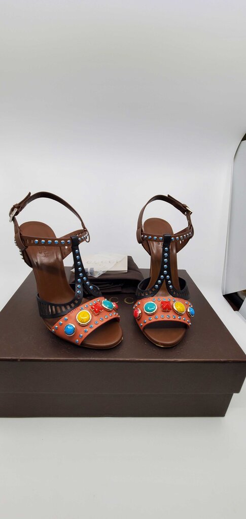 Gucci Lifford Cameo Pink brown high heel sandals