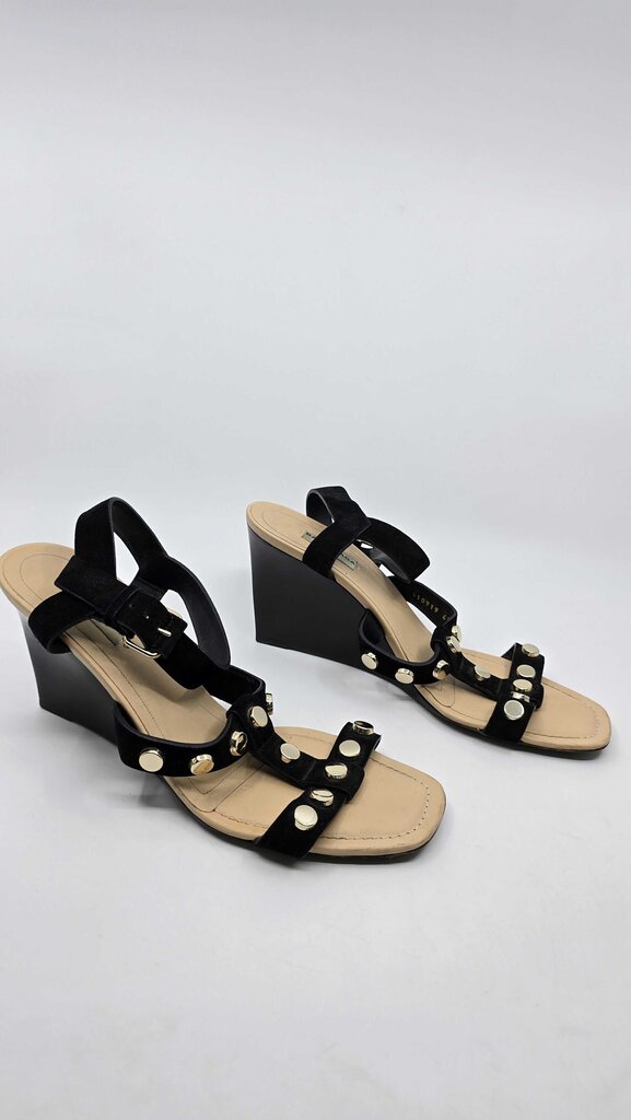 Balenciaga Leather Studded Accent T-Strap Sandals
