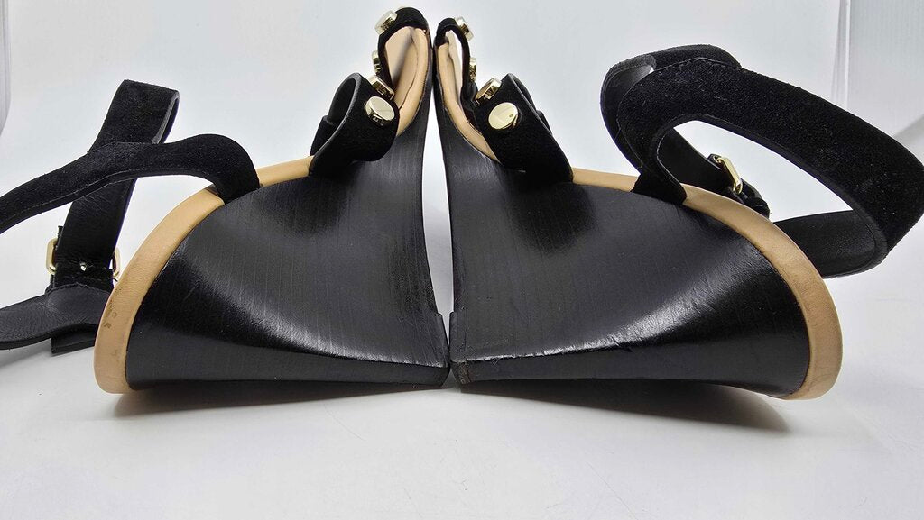 Balenciaga Leather Studded Accent T-Strap Sandals