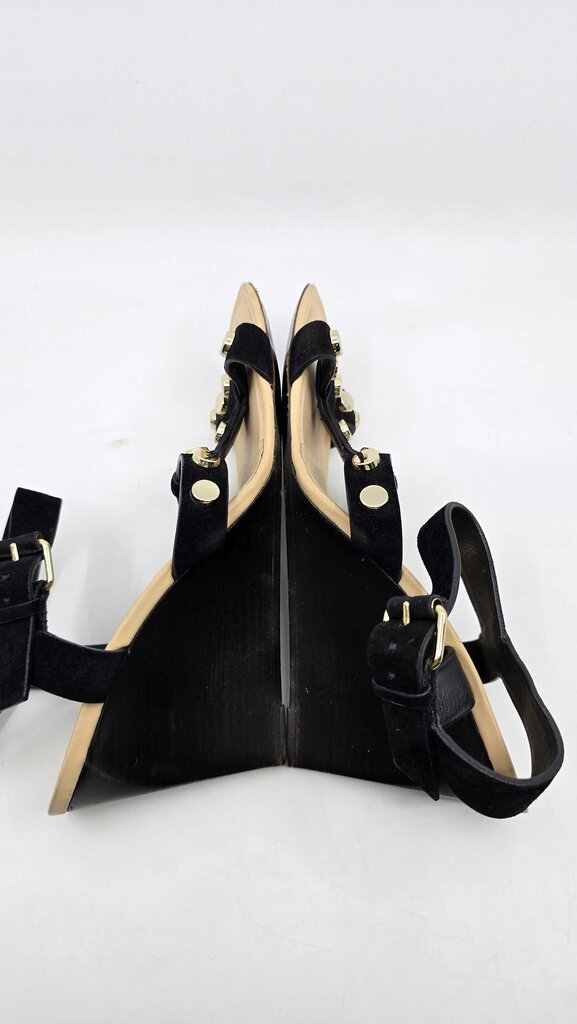 Balenciaga Leather Studded Accent T-Strap Sandals