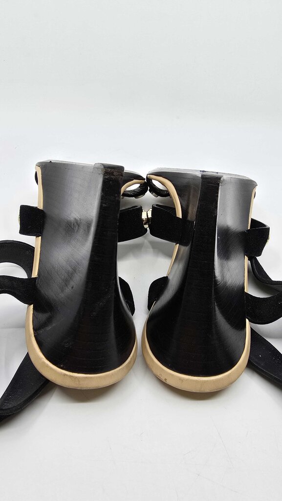 Balenciaga Leather Studded Accent T-Strap Sandals