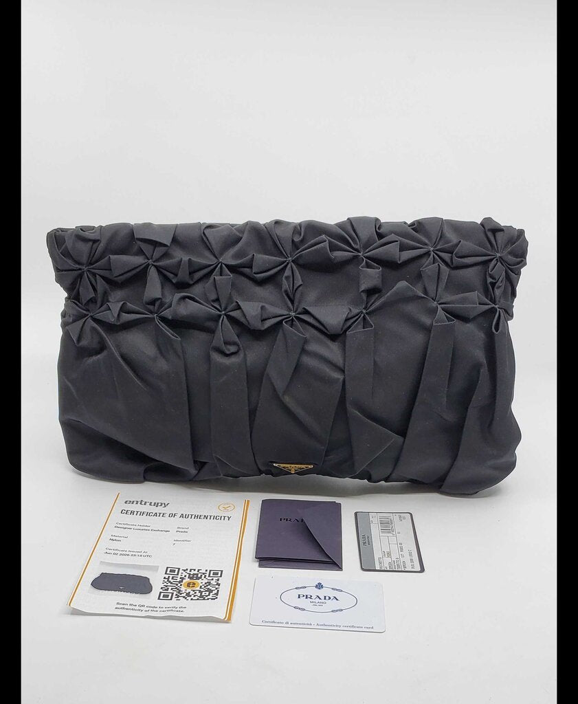 Prada Tessuto Gaufre Pleated Nylon Clutch
