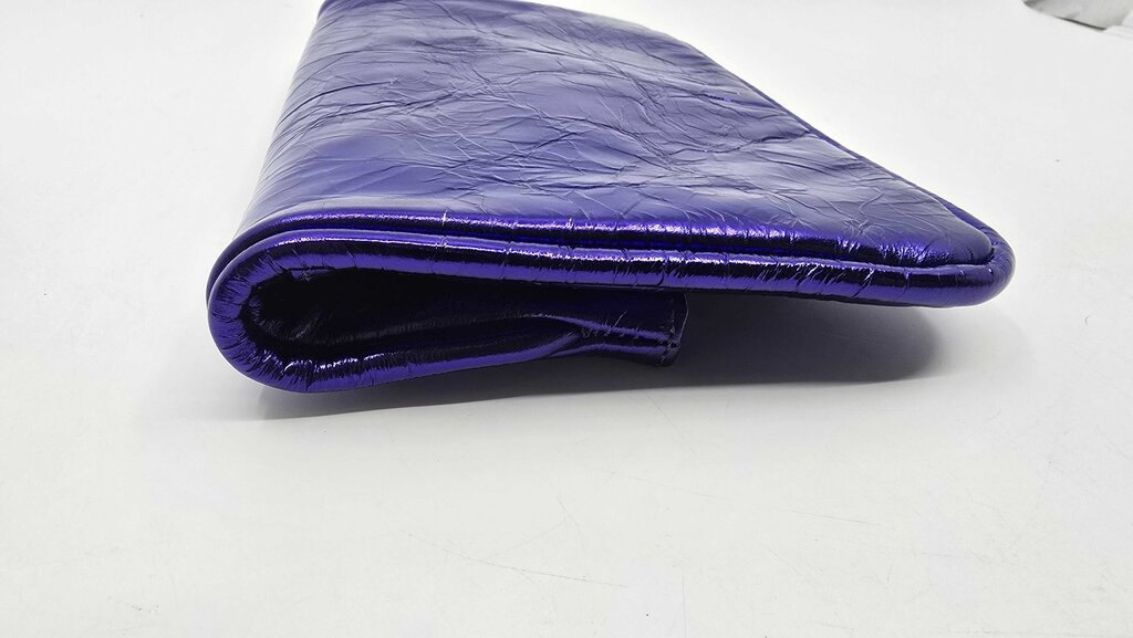 Marc Jacobs Metallic Blue Crinkled Patent Leather Fergie Clutch