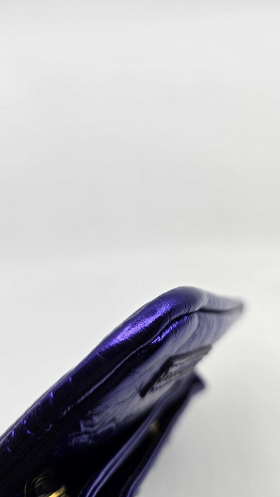 Marc Jacobs Metallic Blue Crinkled Patent Leather Fergie Clutch