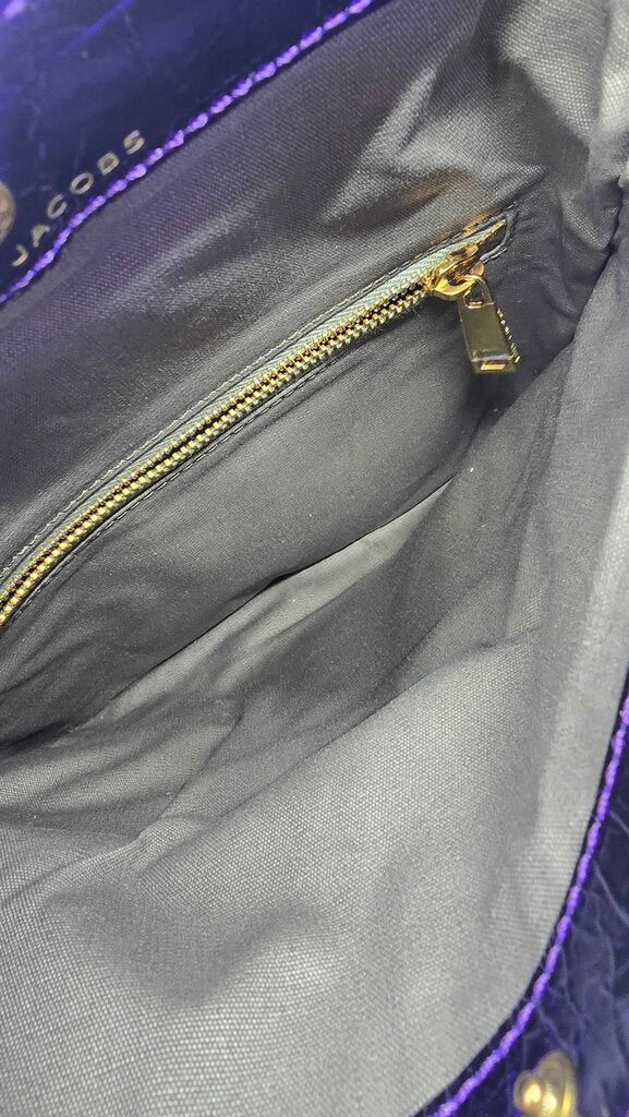 Marc Jacobs Metallic Blue Crinkled Patent Leather Fergie Clutch