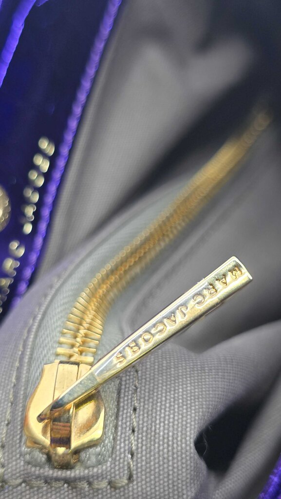 Marc Jacobs Metallic Blue Crinkled Patent Leather Fergie Clutch