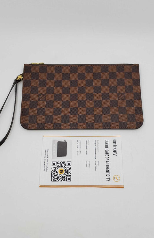 Louis Vuitton Damier ebene neverfull pochette wristlet