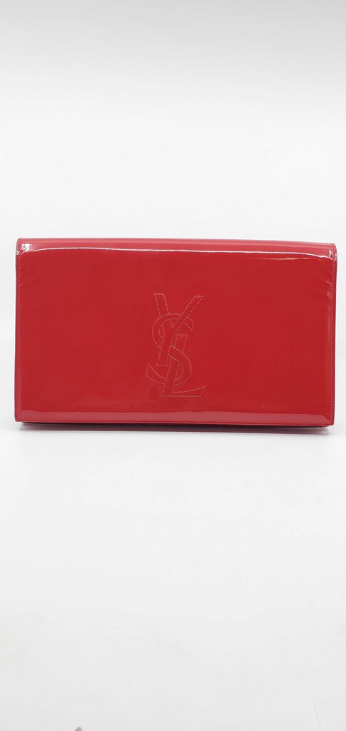 YSL Patent Monogram Large Belle De Jour Clutch in Red