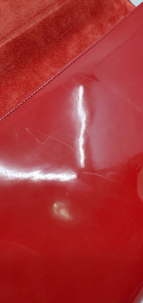 YSL Patent Monogram Large Belle De Jour Clutch in Red