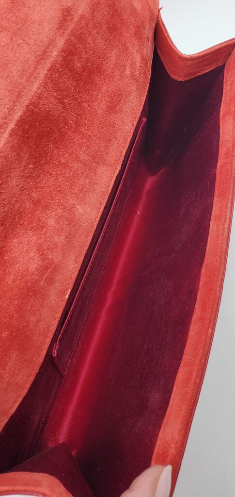 YSL Patent Monogram Large Belle De Jour Clutch in Red