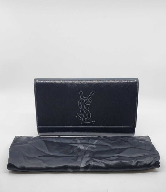 YSL Textured Patent Monogram Large Belle De Jour black