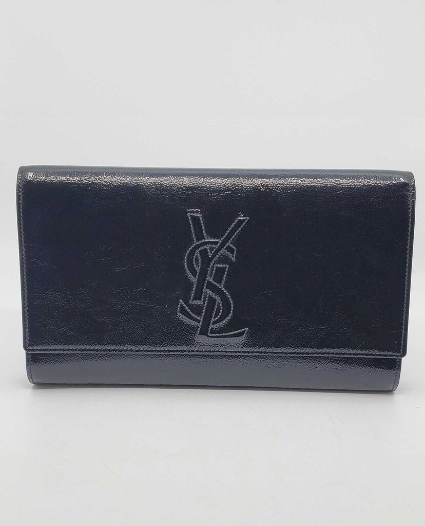YSL Textured Patent Monogram Large Belle De Jour black