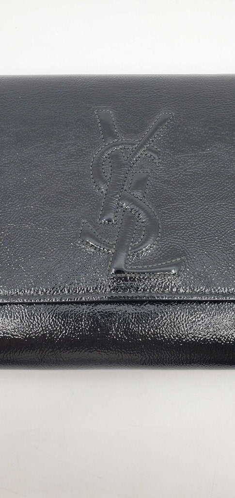 YSL Textured Patent Monogram Large Belle De Jour black