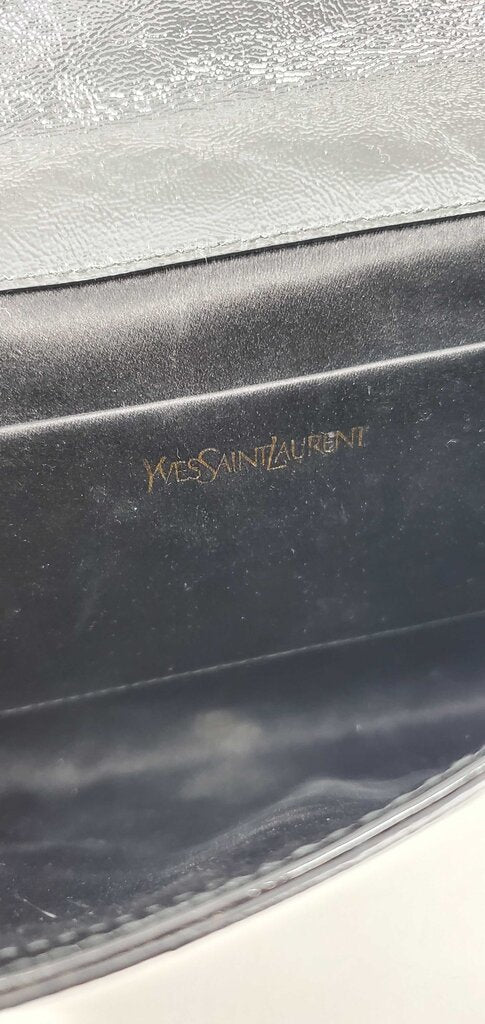 YSL Textured Patent Monogram Large Belle De Jour black
