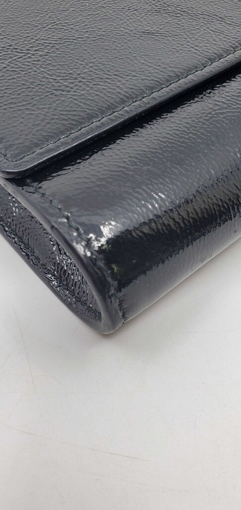 YSL Textured Patent Monogram Large Belle De Jour black