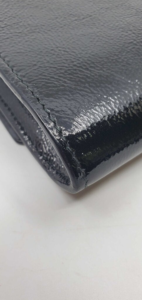YSL Textured Patent Monogram Large Belle De Jour black