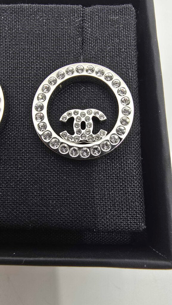 CHANEL 2020 CRYSTAL CC ROUND EARRINGS
