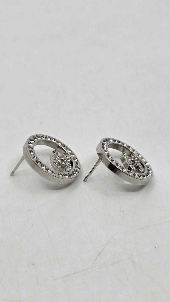 CHANEL 2020 CRYSTAL CC ROUND EARRINGS