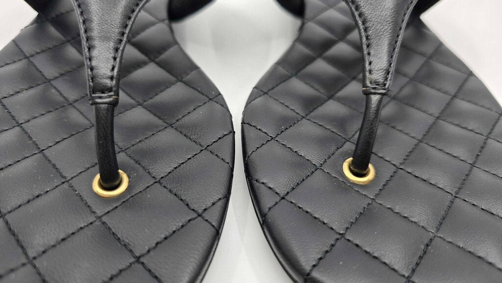 Chanel 2026 Lambskin Leather Golden CC Logo Flat Thong Sandals