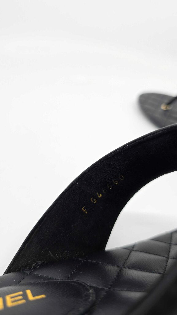 Chanel 2026 Lambskin Leather Golden CC Logo Flat Thong Sandals