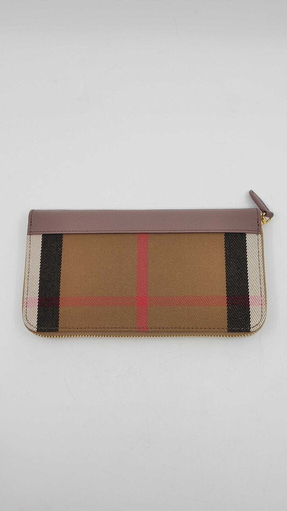 Burberry check zip around wallet