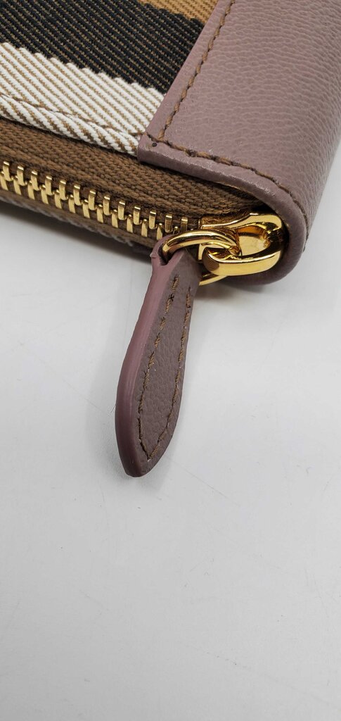 Burberry check zip around wallet