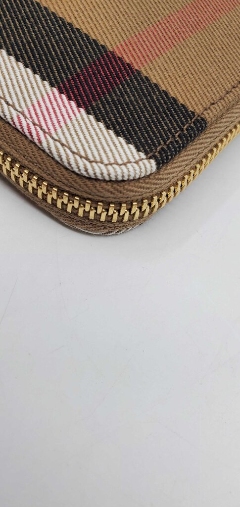 Burberry check zip around wallet