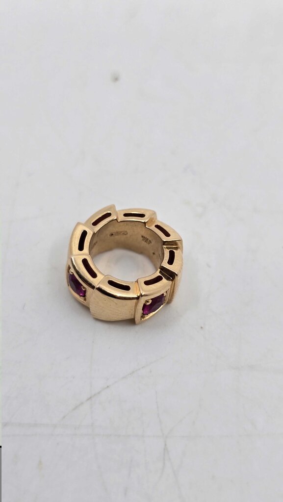 Bulgari Serpenti Viper Pendant Necklace 18K Rose Gold with Rubies
