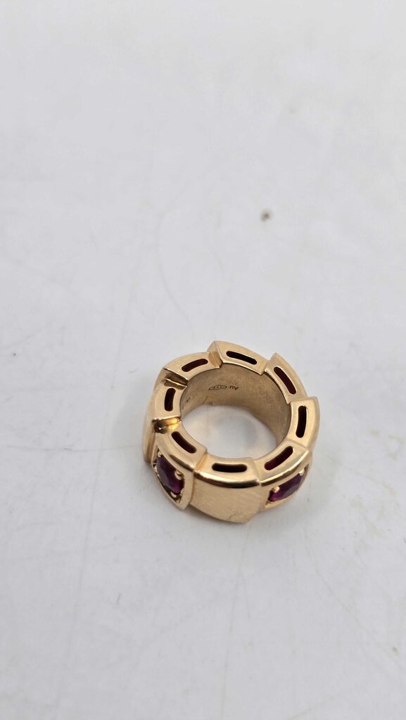 Bulgari Serpenti Viper Pendant Necklace 18K Rose Gold with Rubies