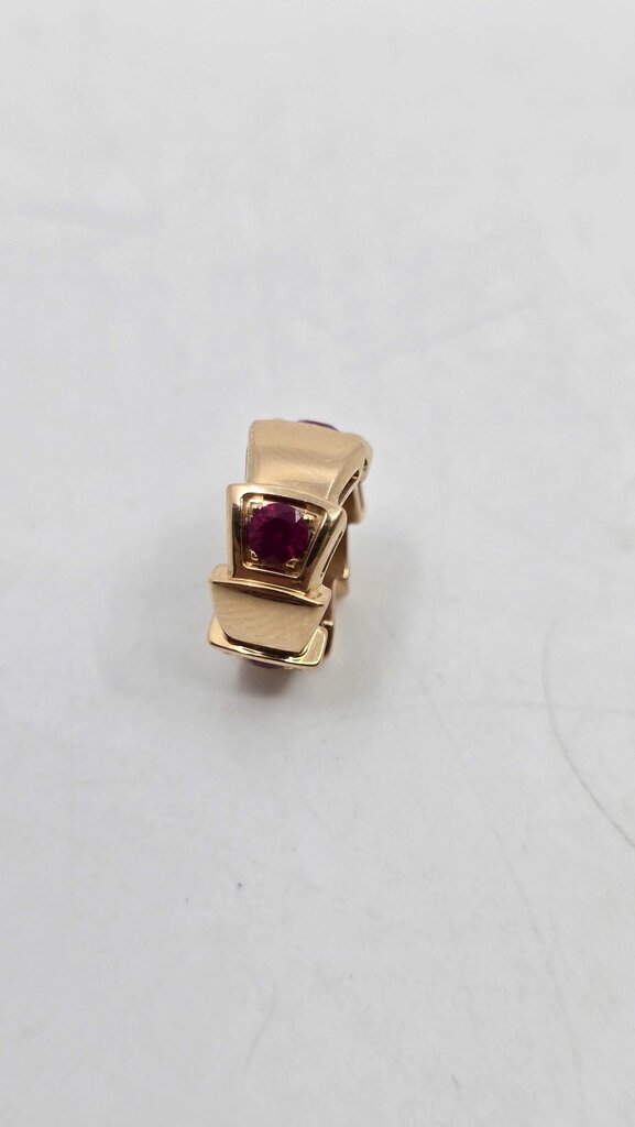 Bulgari Serpenti Viper Pendant Necklace 18K Rose Gold with Rubies