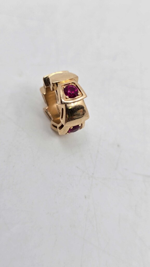 Bulgari Serpenti Viper Pendant Necklace 18K Rose Gold with Rubies