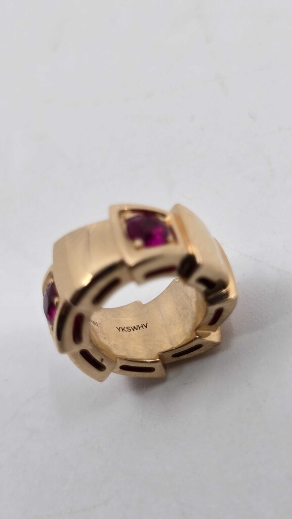Bulgari Serpenti Viper Pendant Necklace 18K Rose Gold with Rubies