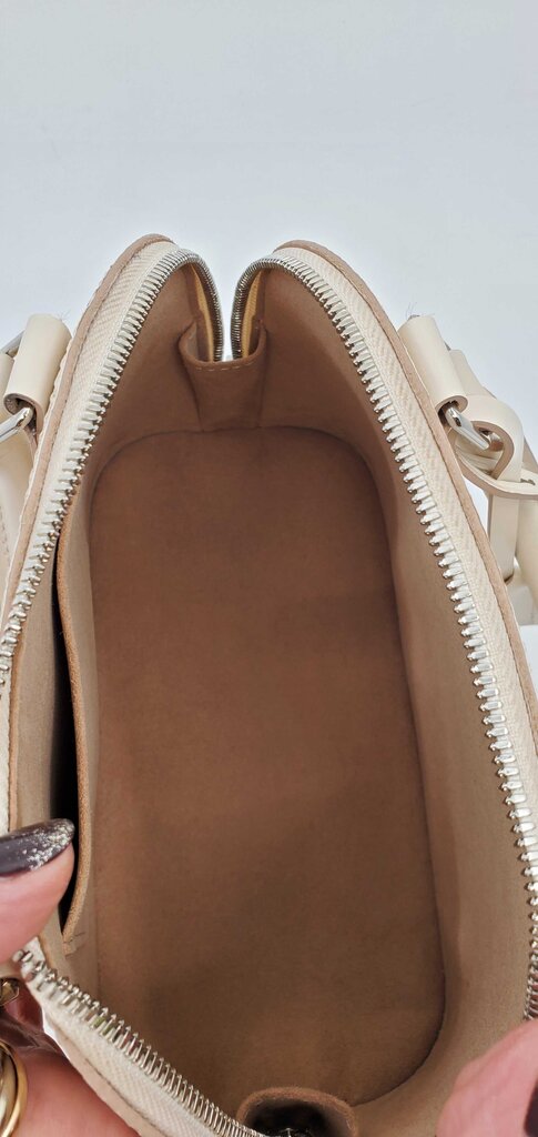 Louis Vuitton Alma BB in Quartz White Epi Leather and jacquard Strap
