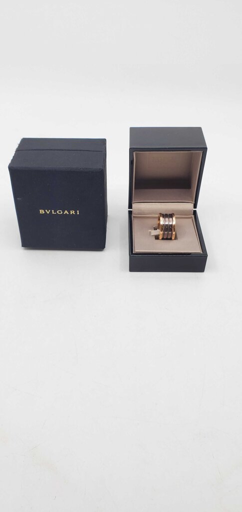 Bvlgari B.Zerol 18k Rose Gold & Bronze Cermaic Roma 4-Band Ring