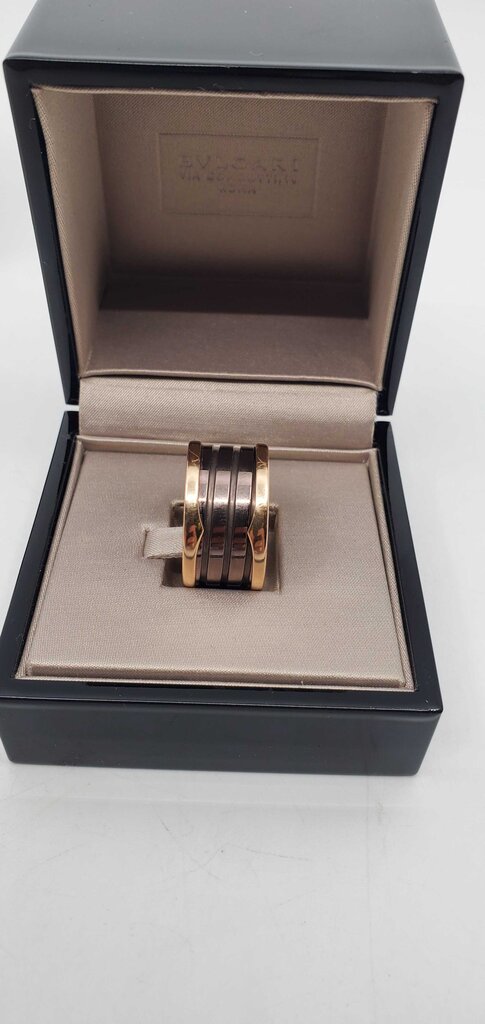 Bvlgari B.Zerol 18k Rose Gold & Bronze Cermaic Roma 4-Band Ring
