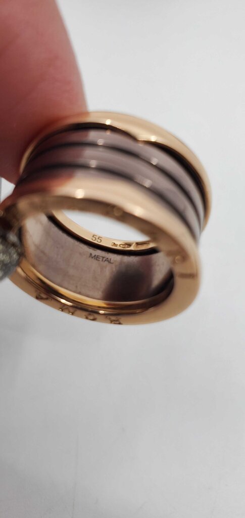 Bvlgari B.Zerol 18k Rose Gold & Bronze Cermaic Roma 4-Band Ring