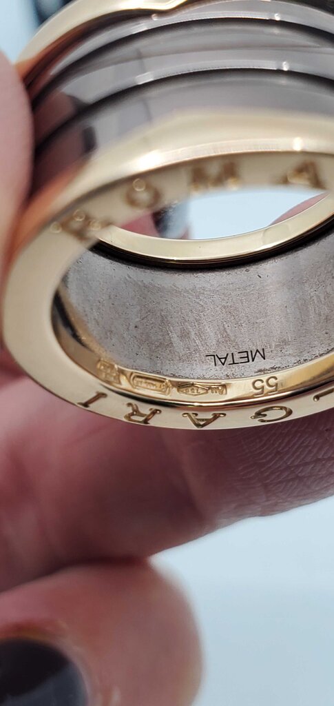 Bvlgari B.Zerol 18k Rose Gold & Bronze Cermaic Roma 4-Band Ring