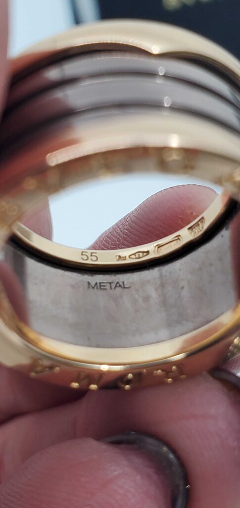 Bvlgari B.Zerol 18k Rose Gold & Bronze Cermaic Roma 4-Band Ring